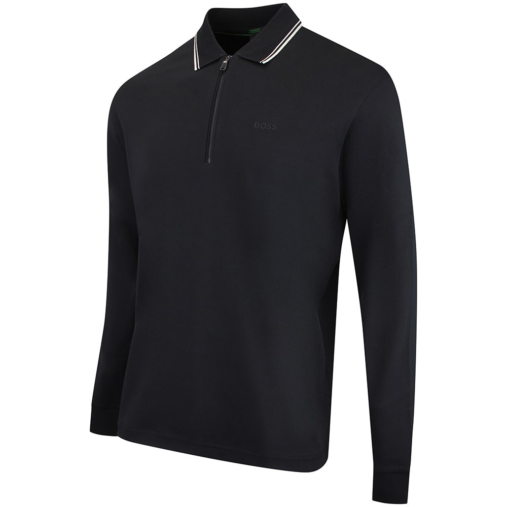 BOSS Golf Shirt - Cord Plisy LS Reg. Fit - Black WI26
