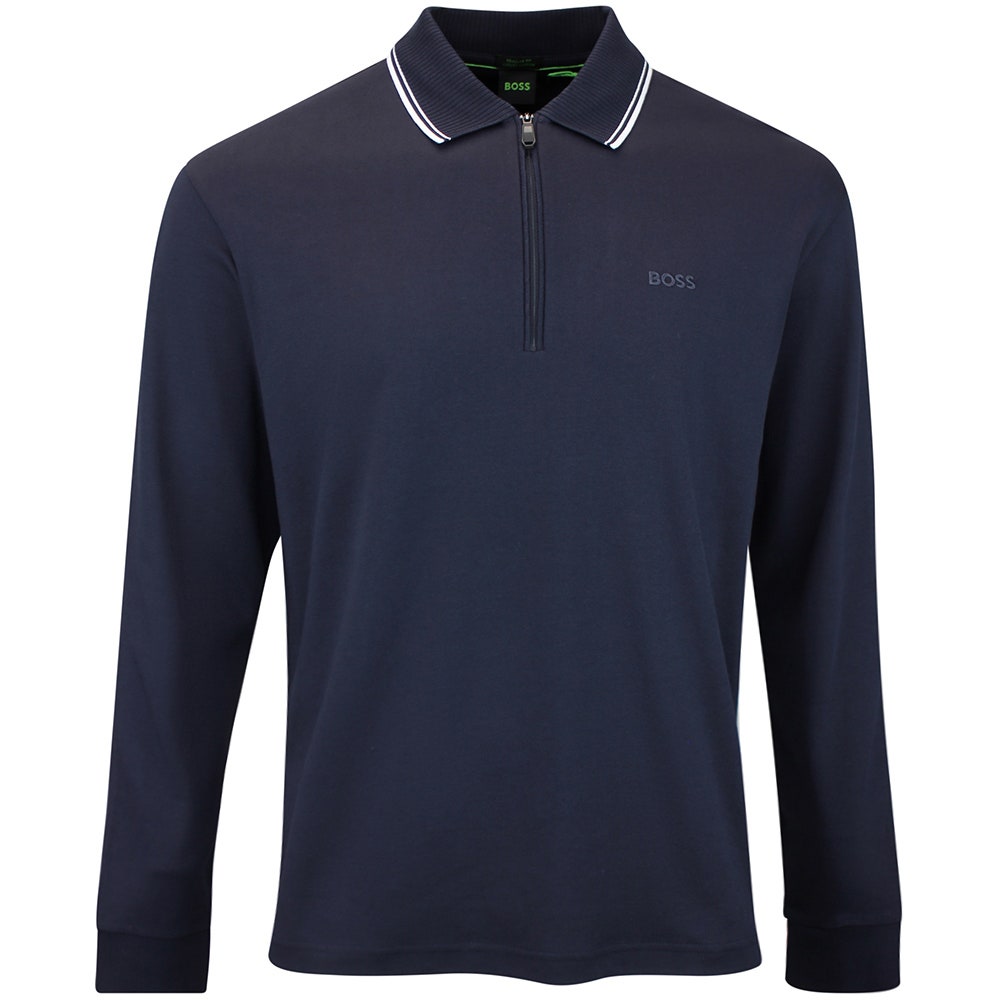 BOSS Golf Shirt - Cord Plisy LS Reg. Fit - Dark Navy WI26