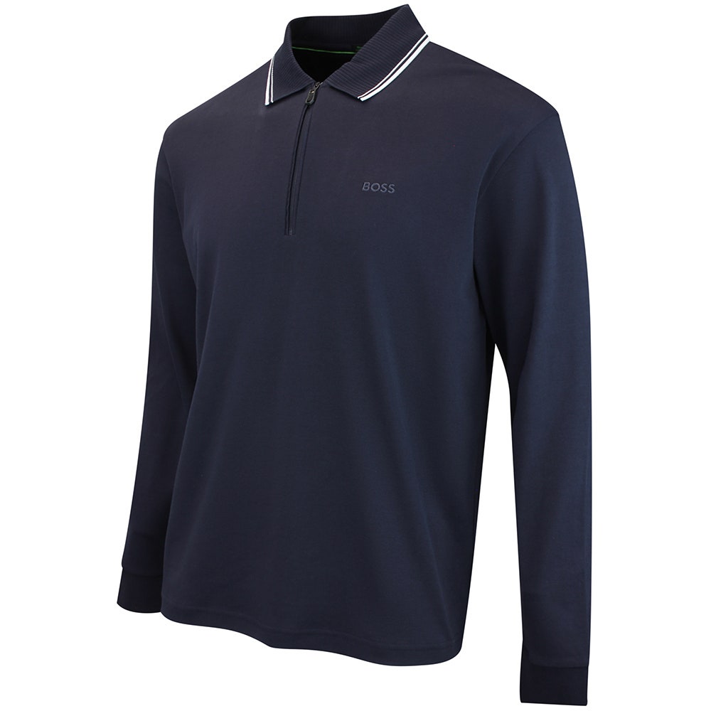 BOSS Golf Shirt - Cord Plisy LS Reg. Fit - Dark Navy WI26