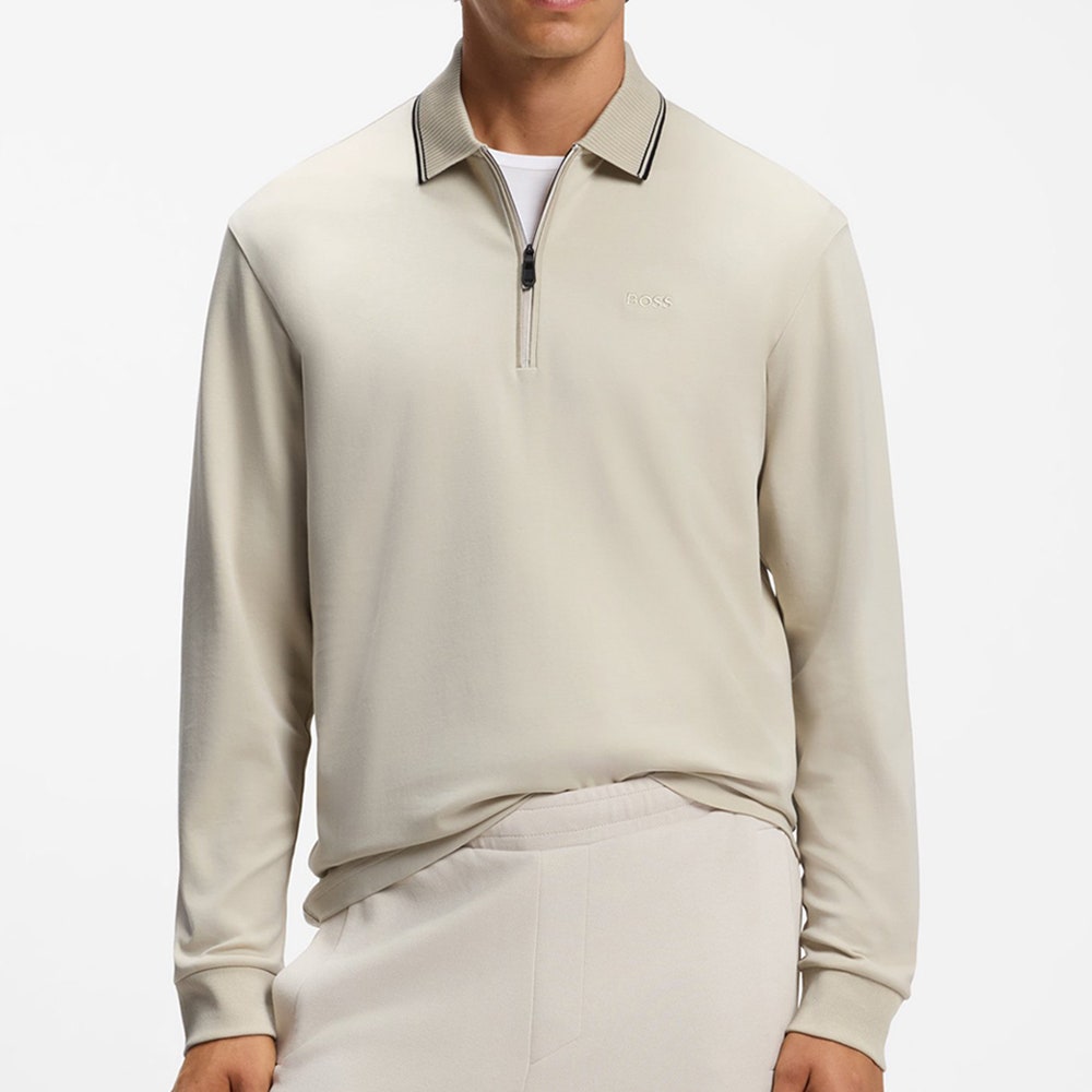 BOSS Golf Shirt - Cord Plisy LS Reg. Fit - Pelican WI26