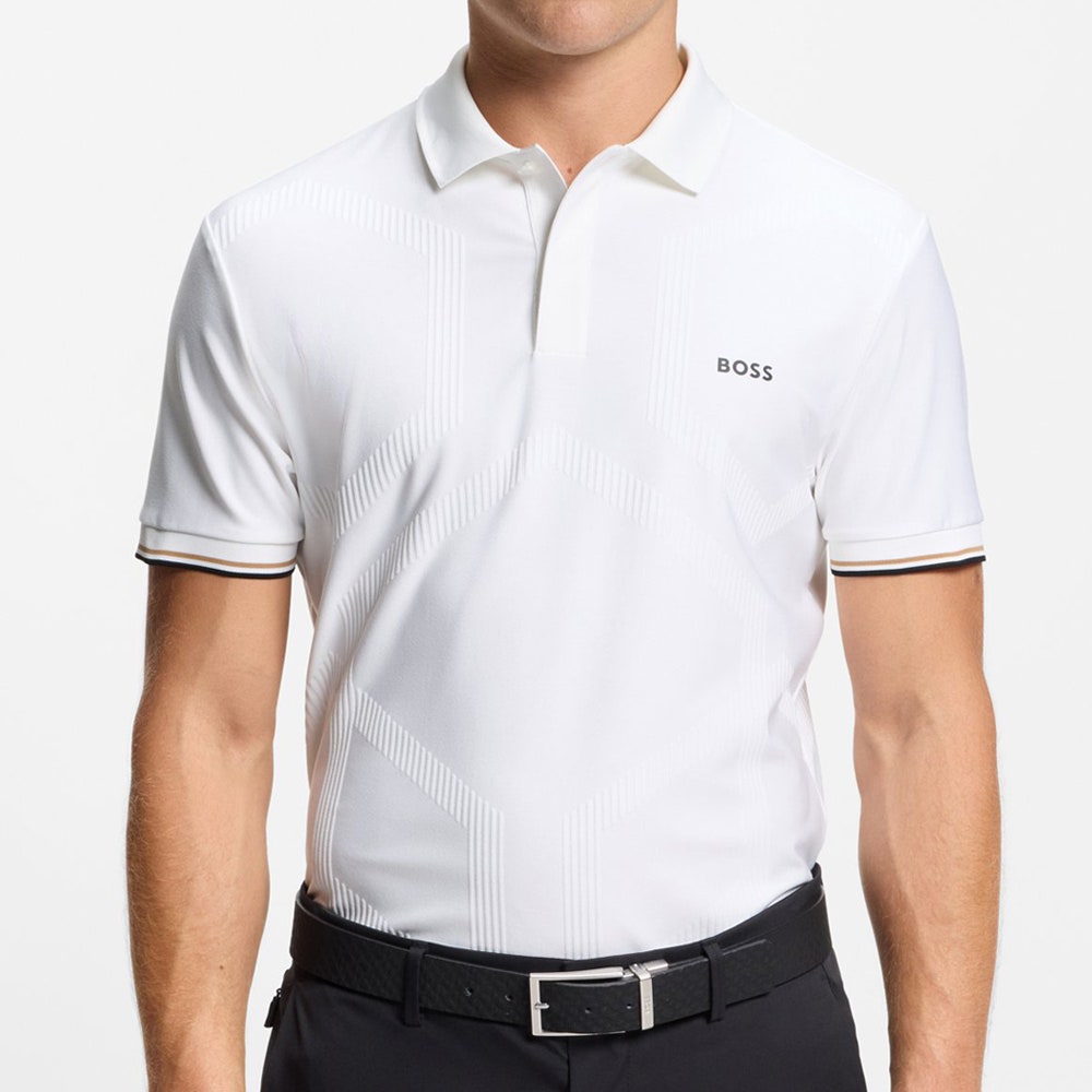 BOSS Golf Shirt - Hexa Chip GOC Reg. Fit - Bright White SP26