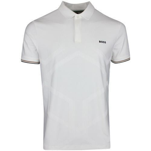 BOSS Golf Shirt - Hexa Chip GOC Reg. Fit - Bright White SP26