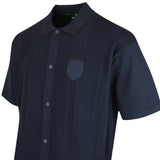 BOSS Golf Shirt - Knitted BC Lux Button Up - Dark Navy SP26