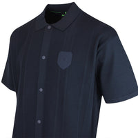 BOSS Golf Shirt - Knitted BC Lux Button Up - Dark Navy SP26