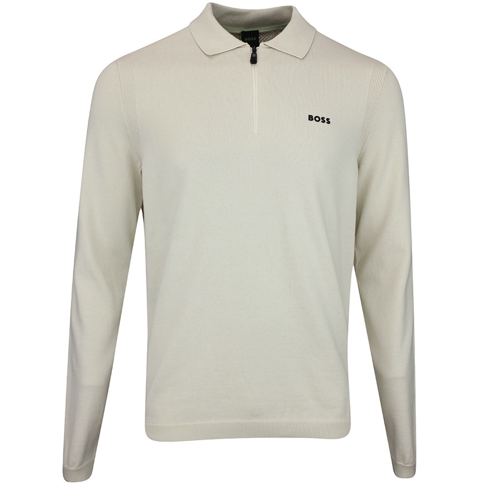 BOSS Golf Shirt - Knitted Ever-X LS Polo - Almond Milk WI25