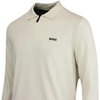 BOSS Golf Shirt - Knitted Ever-X LS Polo - Almond Milk WI25