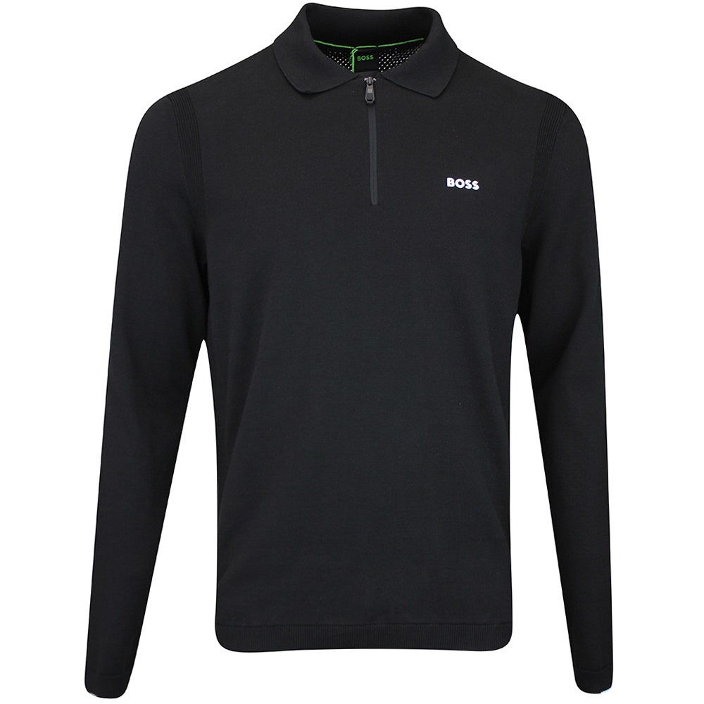 BOSS Golf Shirt - Knitted Ever-X LS Polo - Black WI25