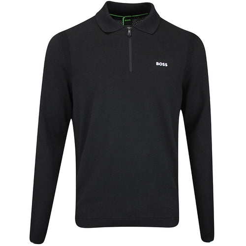 BOSS Golf Shirt - Knitted Ever-X LS Polo - Black WI25