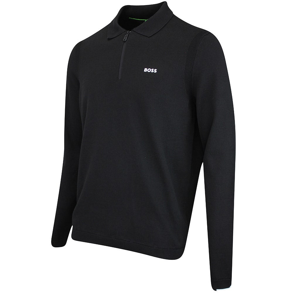 BOSS Golf Shirt - Knitted Ever-X LS Polo - Black WI25