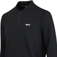 BOSS Golf Shirt - Knitted Ever-X LS Polo - Black WI25