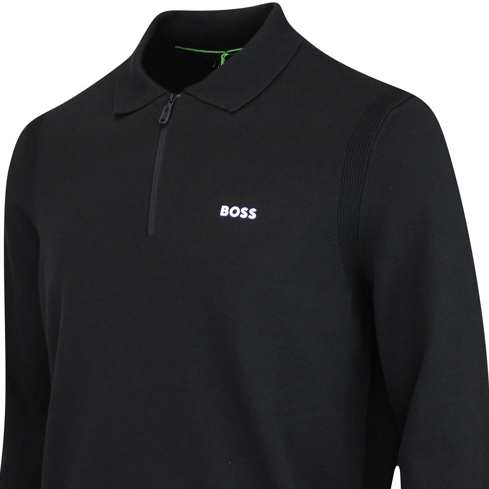 BOSS Golf Shirt - Knitted Ever-X LS Polo - Black WI25