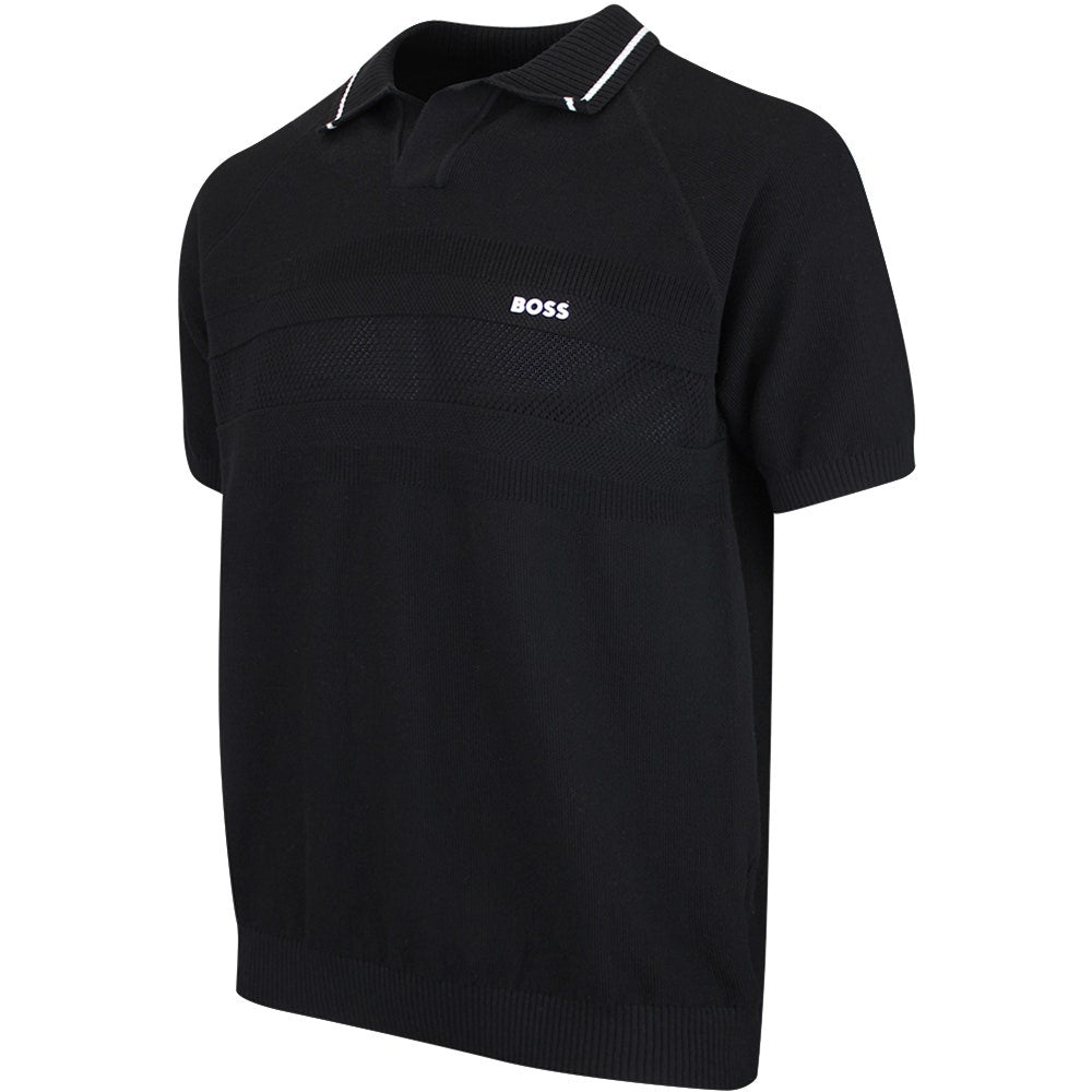 BOSS Golf Shirt - Knitted Member Polo - Black SU26