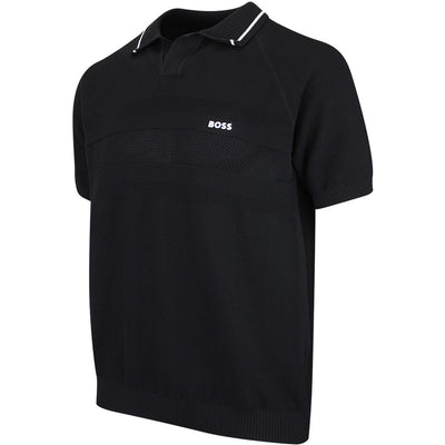 BOSS Golf Shirt - Knitted Member Polo - Black SU26