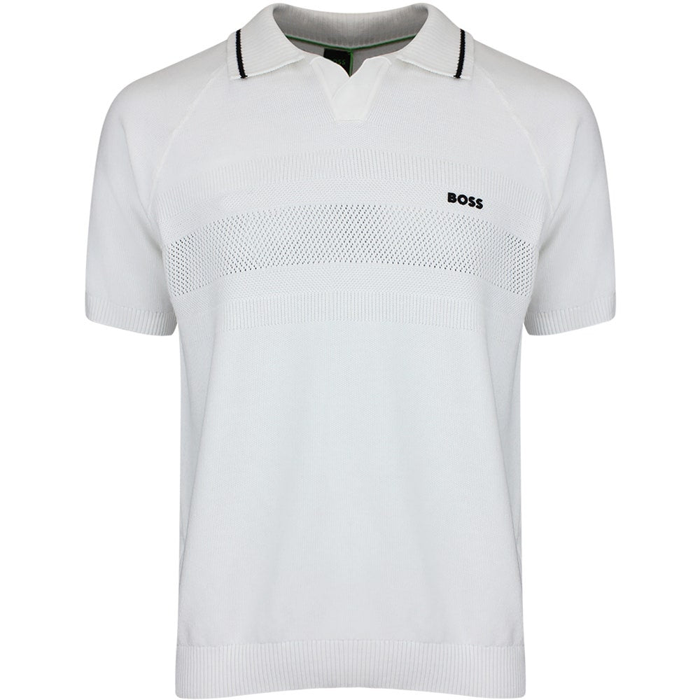 BOSS Golf Shirt - Knitted Member Polo - Bright White SU26