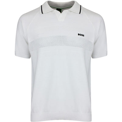 BOSS Golf Shirt - Knitted Member Polo - Bright White SU26