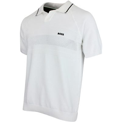 BOSS Golf Shirt - Knitted Member Polo - Bright White SU26
