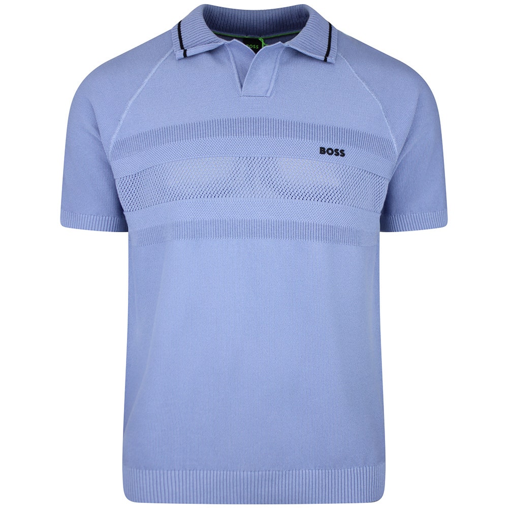 BOSS Golf Shirt - Knitted Member Polo - Colony Blue SU26