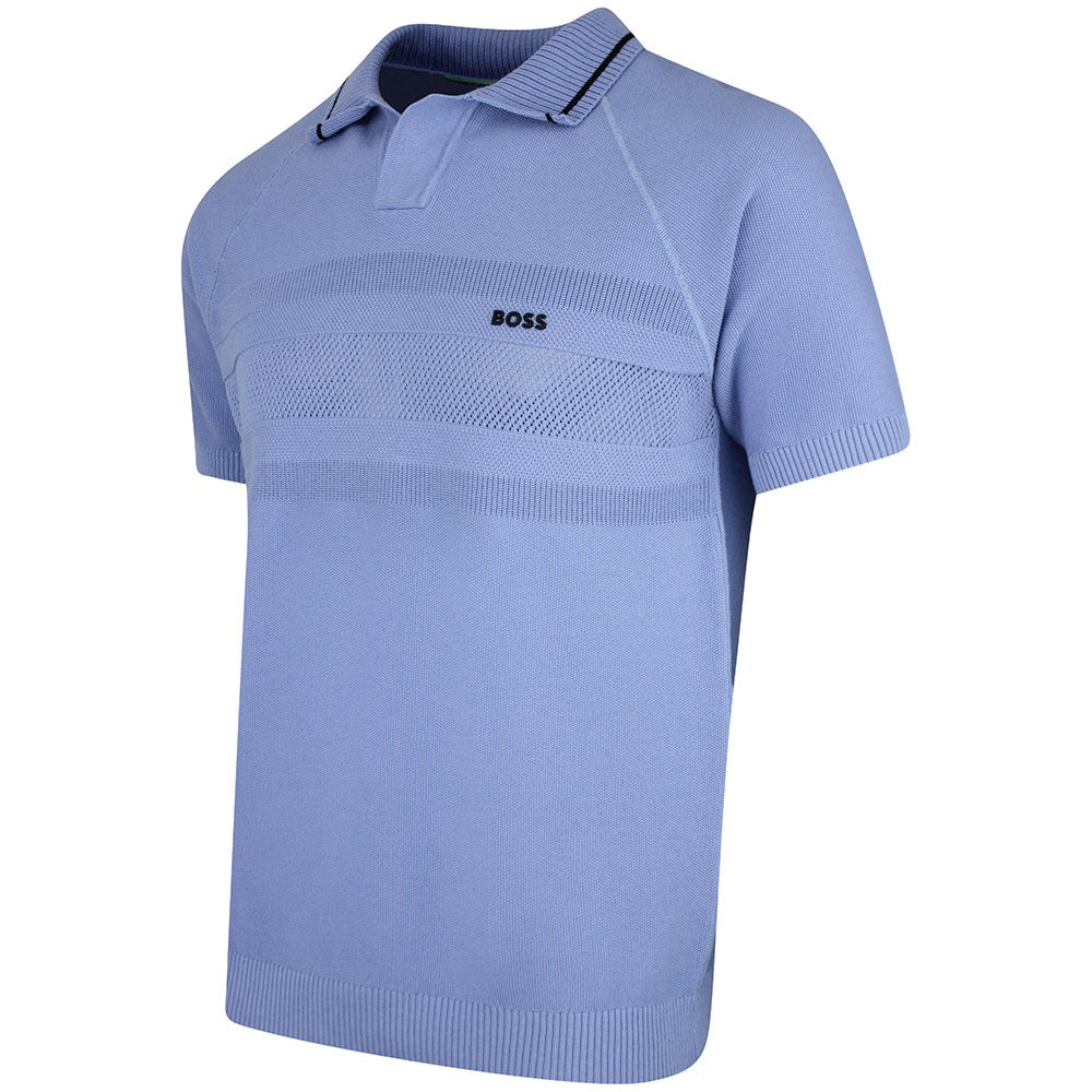 BOSS Golf Shirt - Knitted Member Polo - Colony Blue SU26