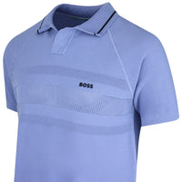 BOSS Golf Shirt - Knitted Member Polo - Colony Blue SU26