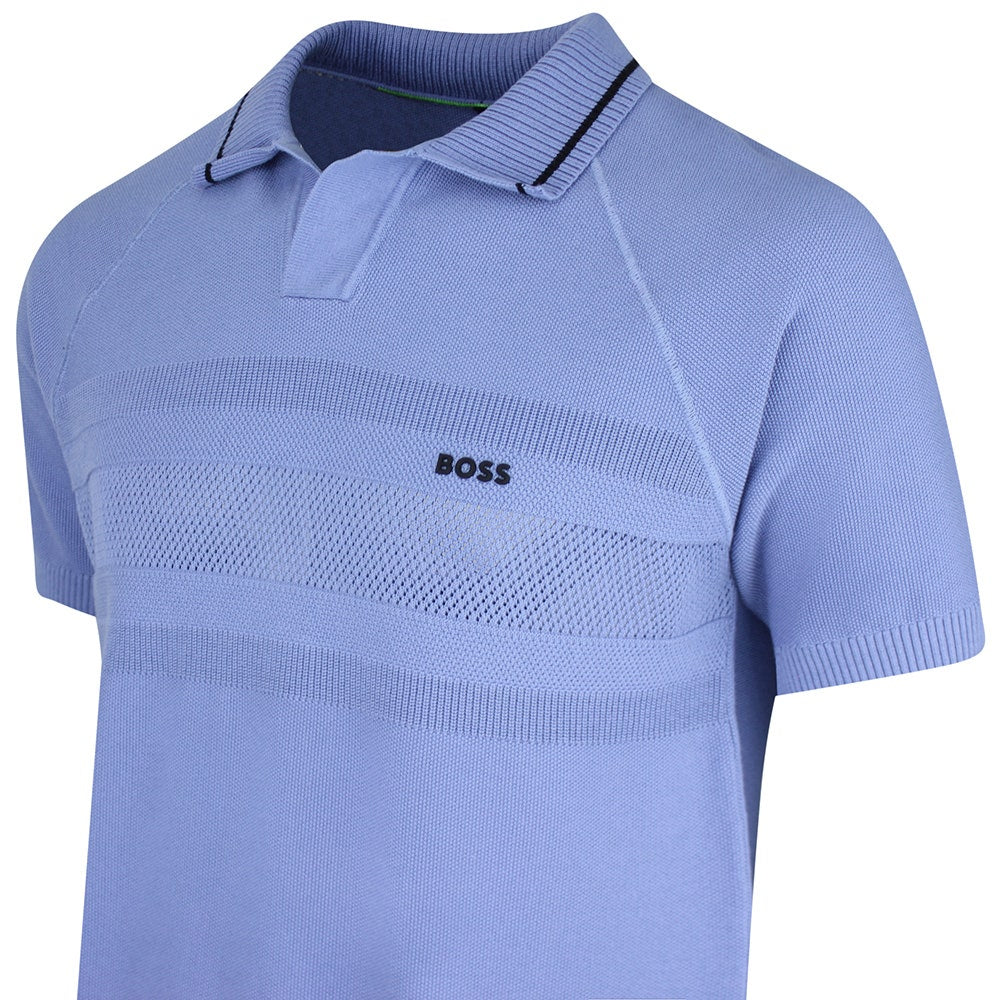 BOSS Golf Shirt - Knitted Member Polo - Colony Blue SU26