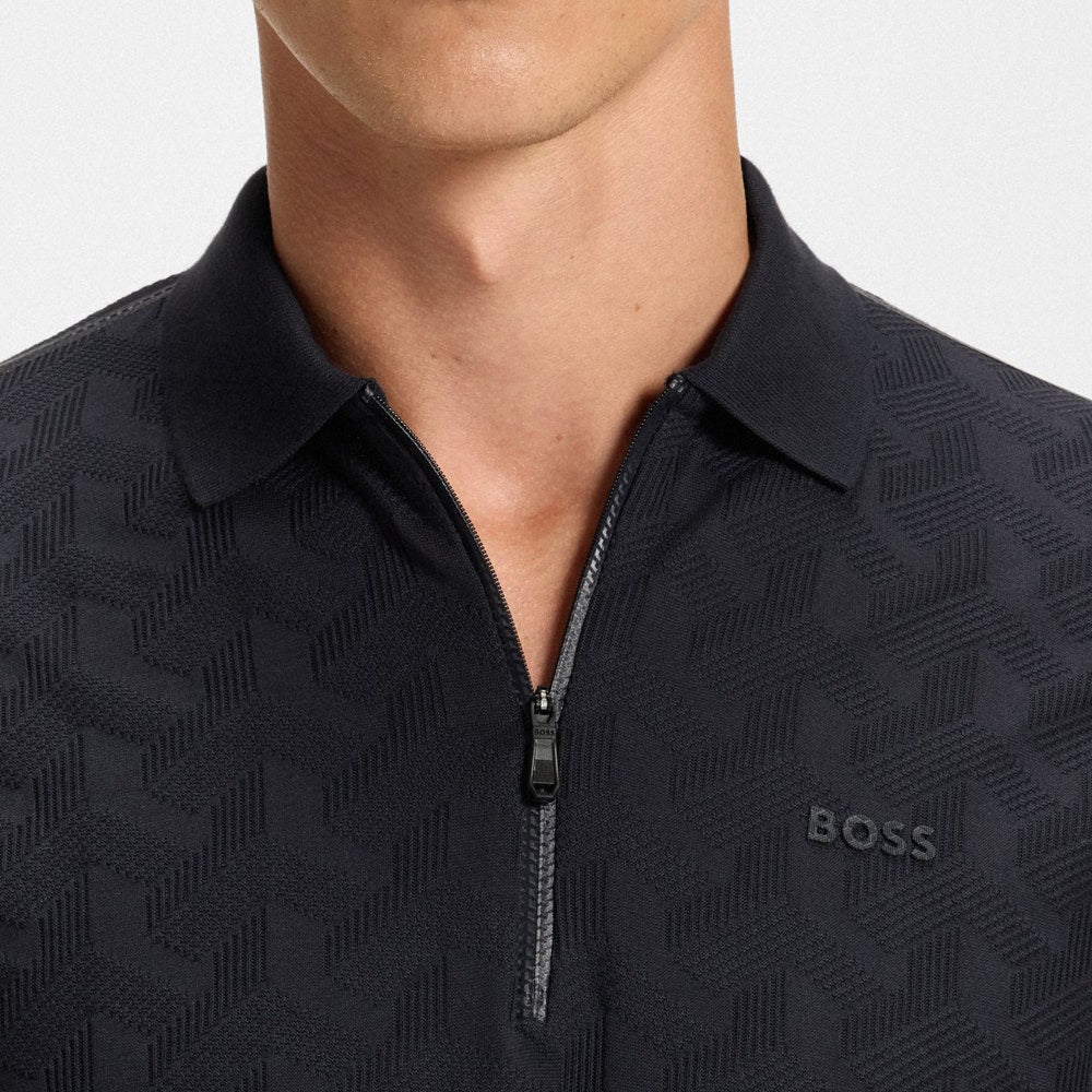 BOSS Golf Shirt - Mirror QZ Relaxed - Dark Navy WI25