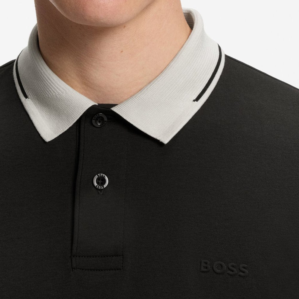 BOSS Golf Shirt - Network Paule Slim - Black FA26