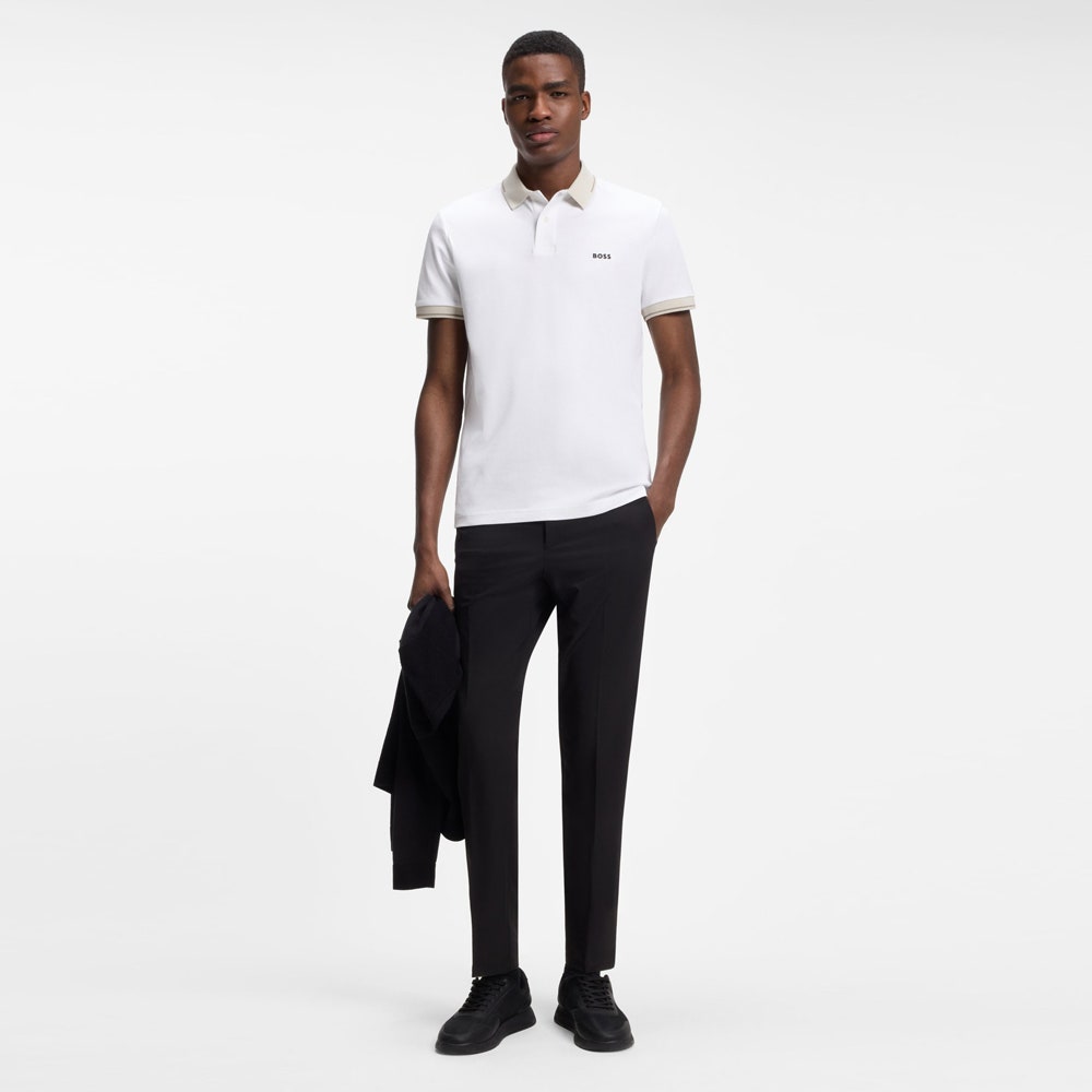 BOSS Golf Shirt - Network Paule Slim - Bright White FA26
