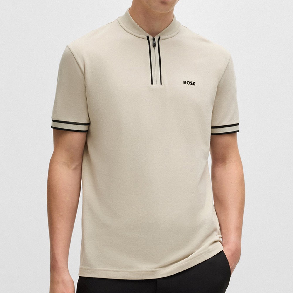BOSS Golf Shirt - Pariq QZ Regular Fit - Stone Beige WI26