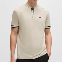 BOSS Golf Shirt - Pariq QZ Regular Fit - Stone Beige WI26