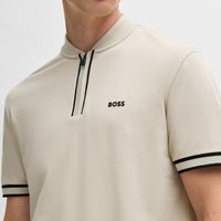 BOSS Golf Shirt - Pariq QZ Regular Fit - Stone Beige WI26