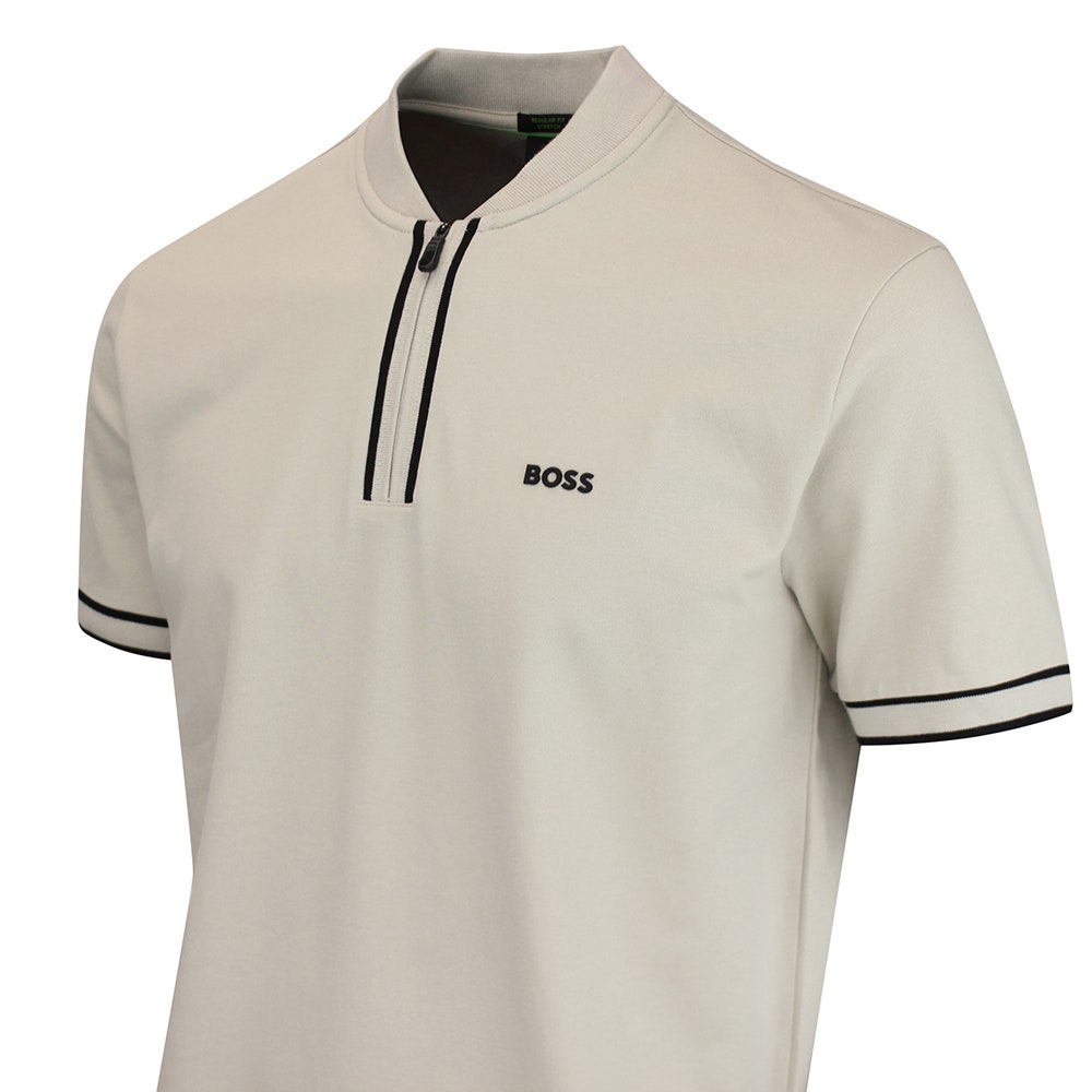 BOSS Golf Shirt - Pariq QZ Regular Fit - Stone Beige WI26