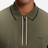 BOSS Golf Shirt - Philix GOC Slim QZ - Khaki Green WI26