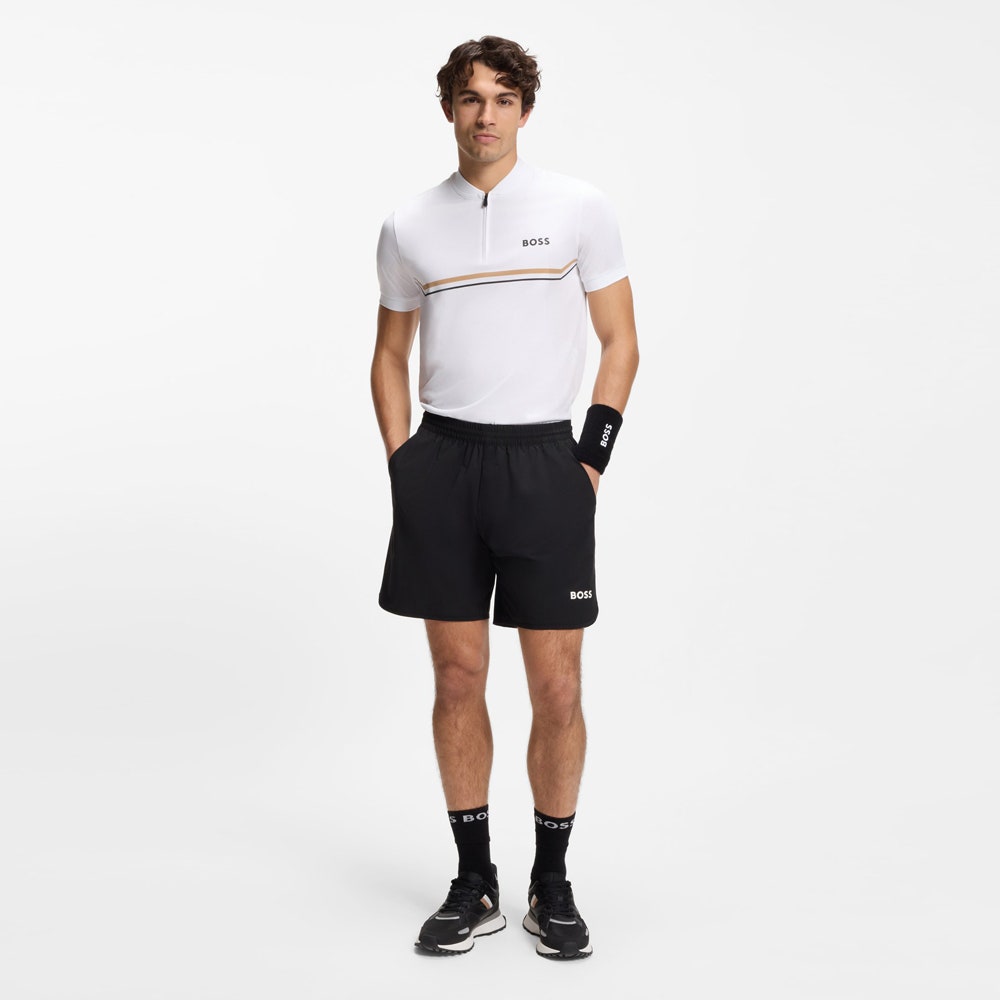 BOSS Golf Shirt - Spin Bodymapped TOC Slim - Bright White SP26