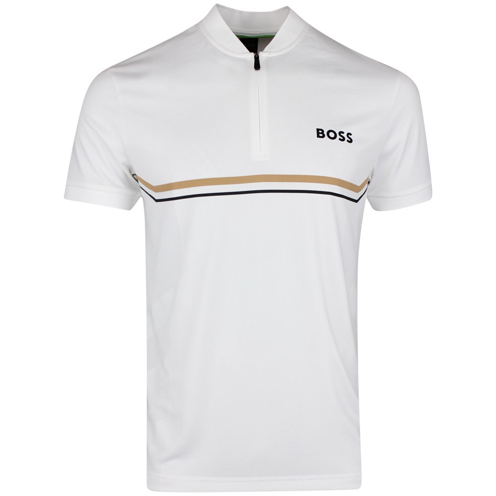 BOSS Golf Shirt - Spin Bodymapped TOC Slim - Bright White SP26