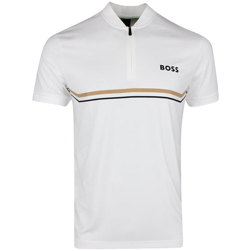 BOSS Golf Shirt - Spin Bodymapped TOC Slim - Bright White SP26