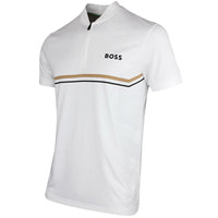 BOSS Golf Shirt - Spin Bodymapped TOC Slim - Bright White SP26