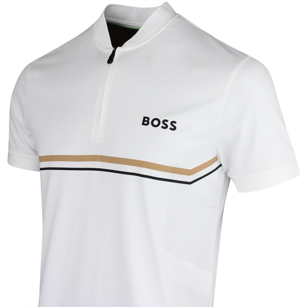 BOSS Golf Shirt - Spin Bodymapped TOC Slim - Bright White SP26