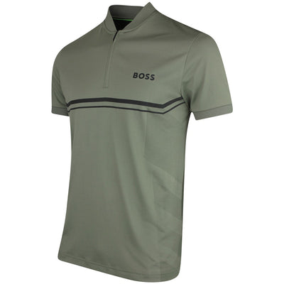 BOSS Golf Shirt - Spin Bodymapped TOC Slim - Olive Green SP26