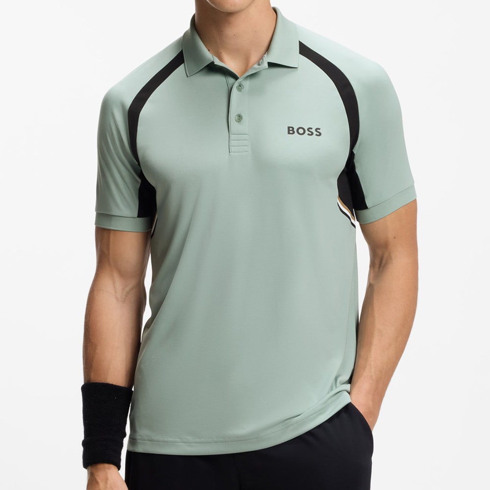 BOSS Golf Shirt - Spin Colourblock TOC Slim - Iceberg Green SP26
