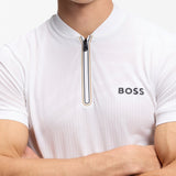 BOSS Golf Shirt - TOC Serve 3 Slim QZ - Bright White SU26