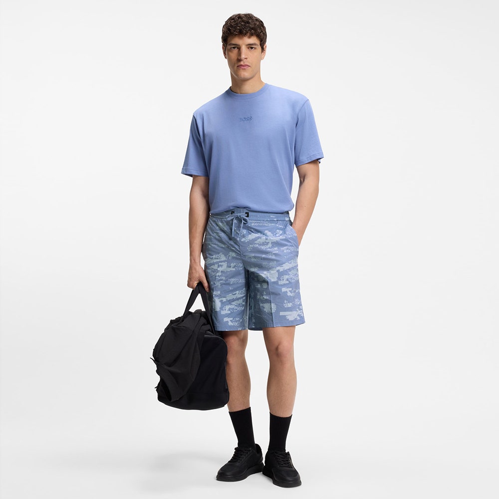BOSS Golf Shorts - SH_Globe AOP - Colony Blue SU26