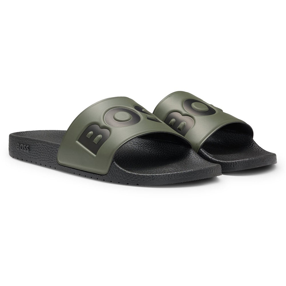 BOSS Golf Sliders - Aryeh Logo - Olive - Black FA25