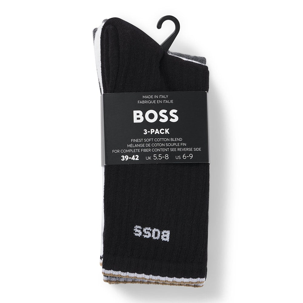BOSS Golf Socks - QS Rib Stripe CC - 3 Pack Multi SP26