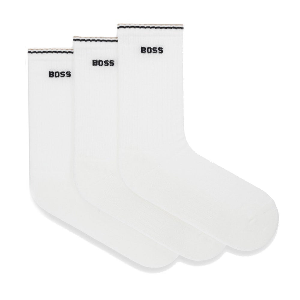 BOSS Golf Socks - QS Rib Stripe CC - 3 Pack White SP26