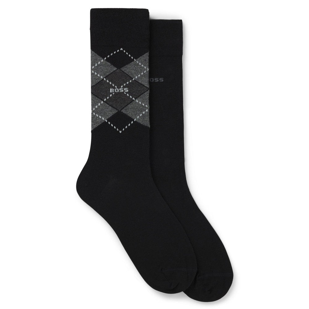 BOSS Golf Socks - RS Argyle CC - 2 Pack Black SP26