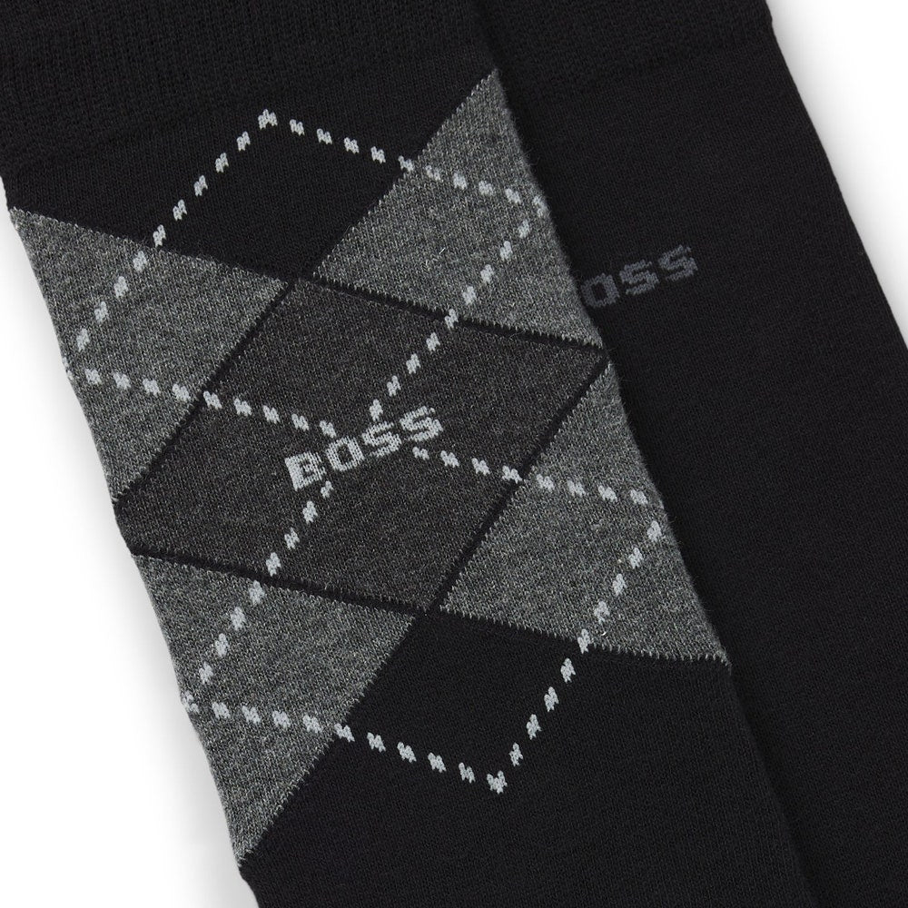 BOSS Golf Socks - RS Argyle CC - 2 Pack Black SP26