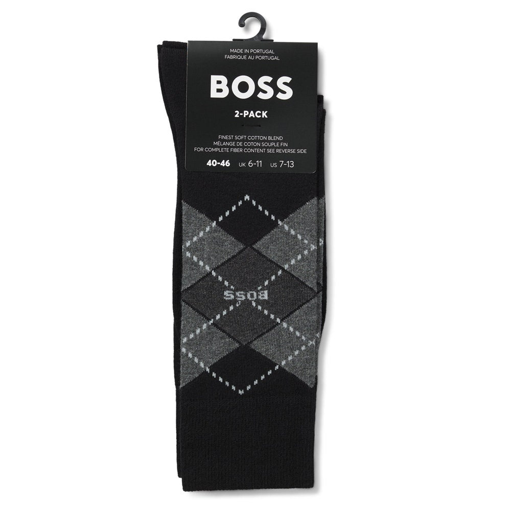 BOSS Golf Socks - RS Argyle CC - 2 Pack Black SP26