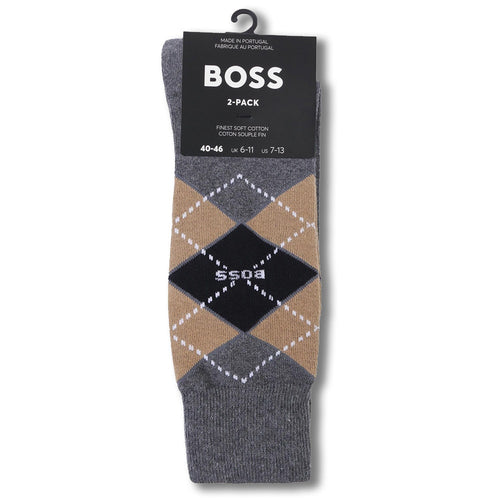 BOSS Golf Socks - RS Argyle CC - 2 Pack Grey SP26