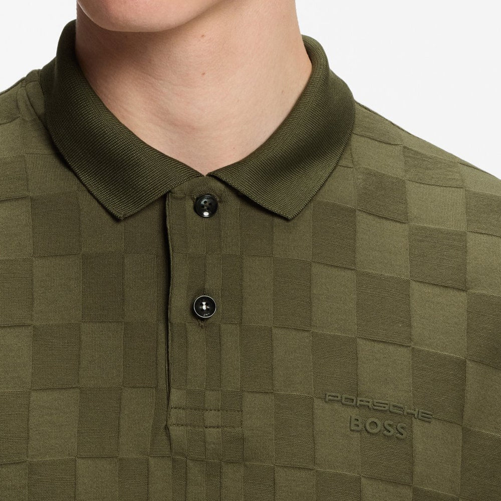 BOSS x Porsche Golf Shirt - PS Spirit70 Jacq Reg. Fit - Olive SU26