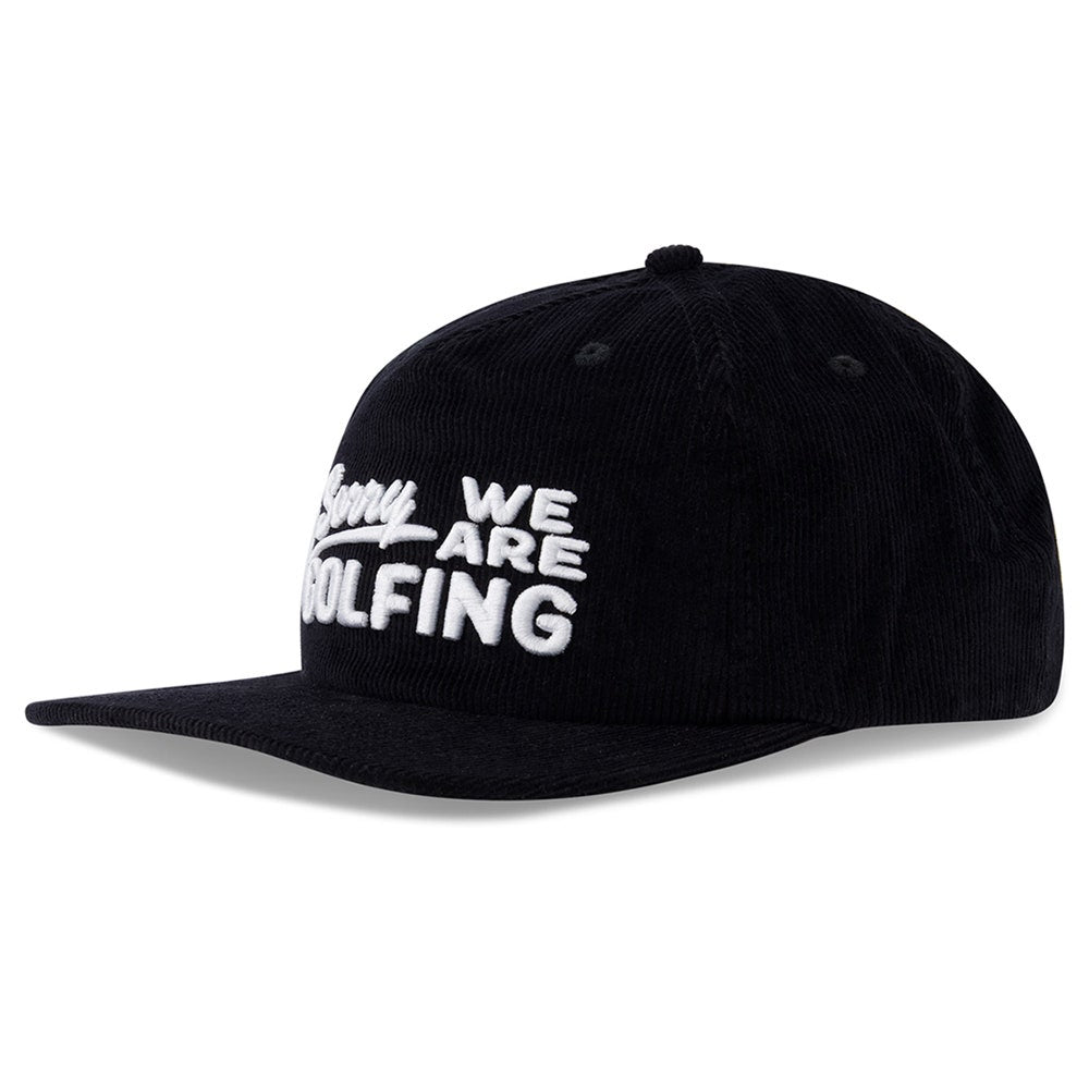 Devereux Golf Cap - Sorry Cord Snapback - Black FA26